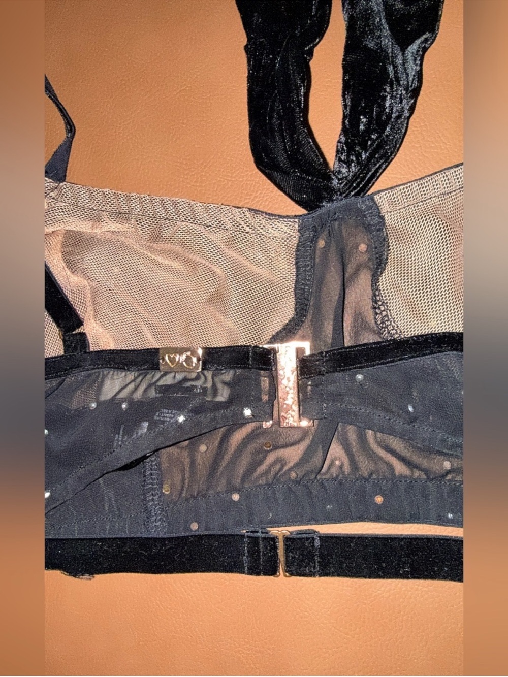 NWOT For Love & Lemons Lucky Dice Bow Front Bra Black Rhinestone M - Picture 8 of 11